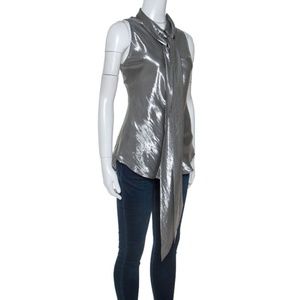Ralph Lauren Black Label Silver Metallic Blouse